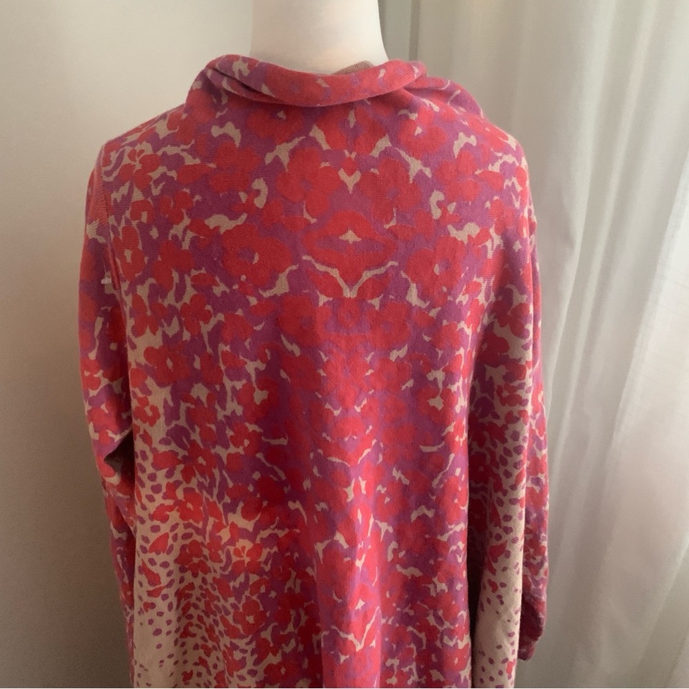 Jessica London Chic Red and Beige Patterned Shawl Cardigan Sweater Size 18-20 - Picture 5 of 10